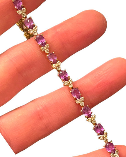 Sterling silver 925 Gold plt DBJ Thai CZ Simulated Amethyst tennis bracelet