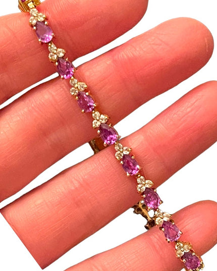 Sterling silver 925 Gold plt DBJ Thai CZ Simulated Amethyst tennis bracelet
