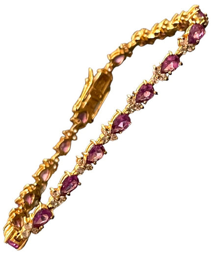 Sterling silver 925 Gold plt DBJ Thai CZ Simulated Amethyst tennis bracelet