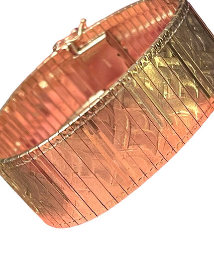 Etched sterling silver 925 Italy HEAVY Chunky bangle bracelet latched