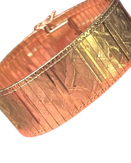 Etched sterling silver 925 Italy HEAVY Chunky bangle bracelet latched