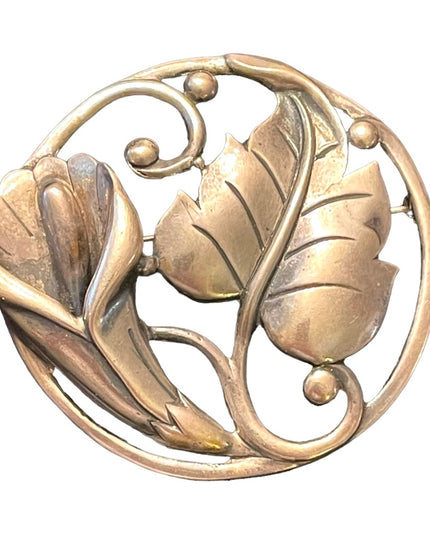 Stunning Large Heavy chunky sterling silver 925 Danecraft art deco Lily brooch