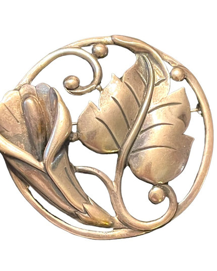 Stunning Large Heavy chunky sterling silver 925 Danecraft art deco Lily brooch