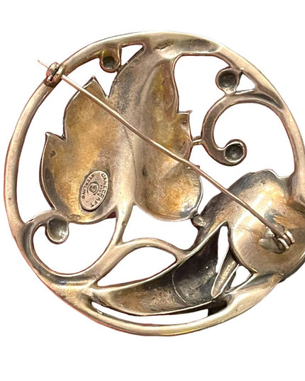 Stunning Large Heavy chunky sterling silver 925 Danecraft art deco Lily brooch