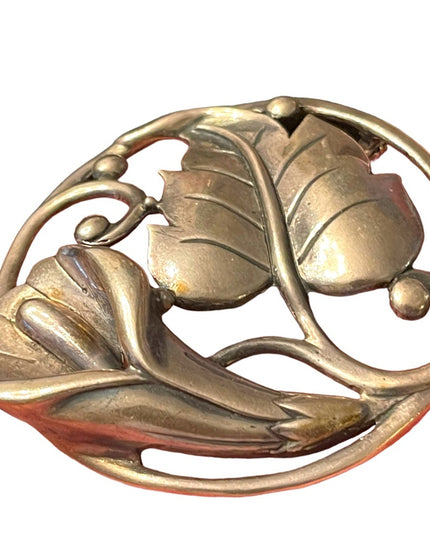 Stunning Large Heavy chunky sterling silver 925 Danecraft art deco Lily brooch