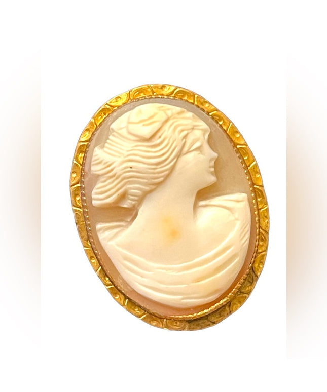 Lovely gold filled shell carved vintage cameo brooch pendant