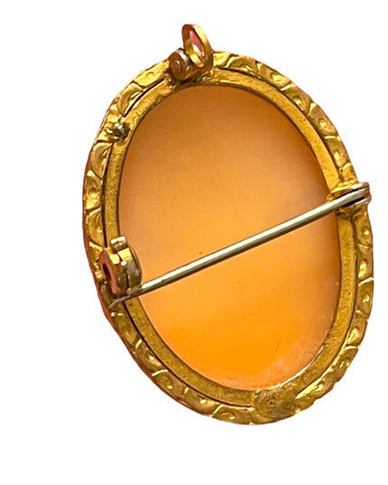 Lovely gold filled shell carved vintage cameo brooch pendant