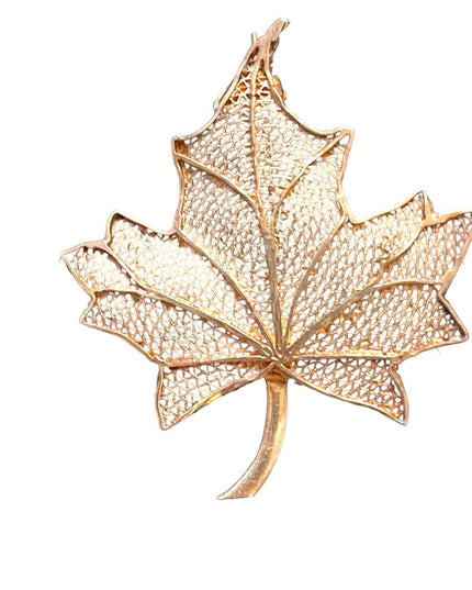 Antique Silver filagree chinese export leaf brooch
