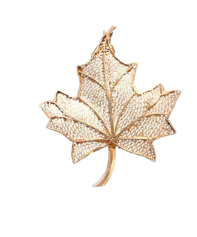Antique Silver filagree chinese export leaf brooch