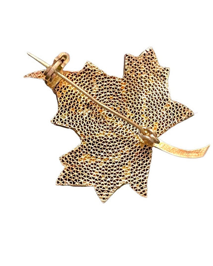 Antique Silver filagree chinese export leaf brooch