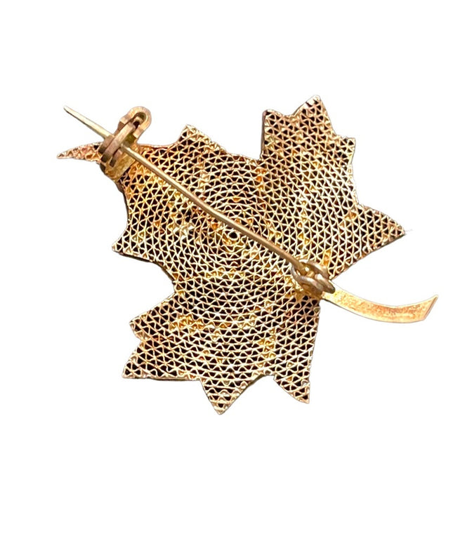 Antique Silver filagree chinese export leaf brooch