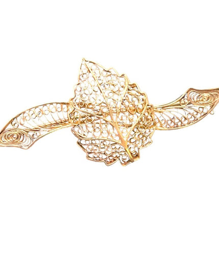 Antique Chinese export silver filagree leaf bar brooch