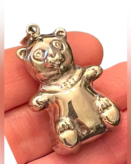 Cute fun Large sterling silver 925 teddy bear necklace pendant