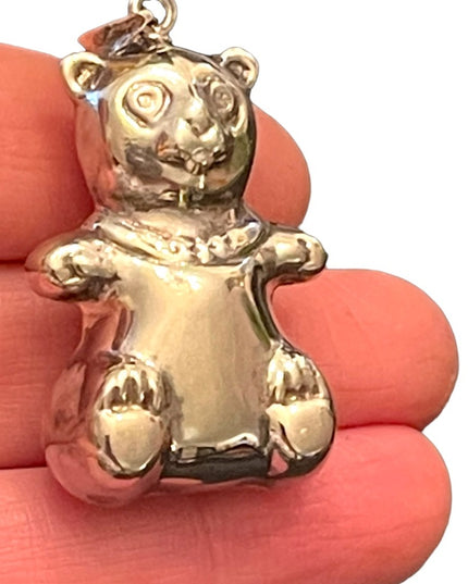 Cute fun Large sterling silver 925 teddy bear necklace pendant