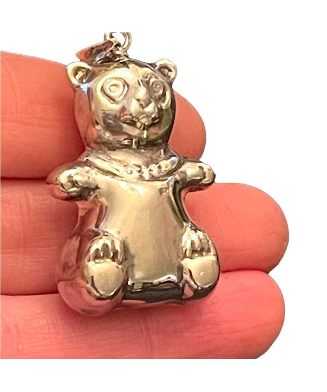 Cute fun Large sterling silver 925 teddy bear necklace pendant