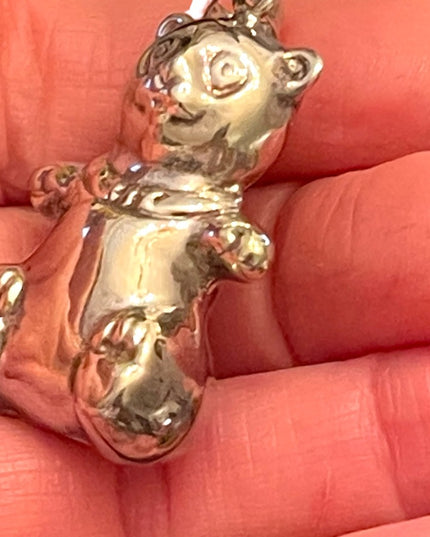 Cute fun Large sterling silver 925 teddy bear necklace pendant
