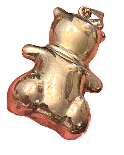 Cute fun Large sterling silver 925 teddy bear necklace pendant