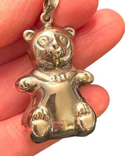 Cute fun Large sterling silver 925 teddy bear necklace pendant