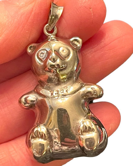 Cute fun Large sterling silver 925 teddy bear necklace pendant