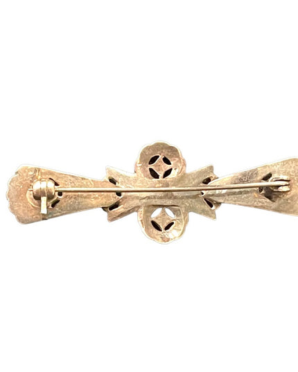 Lovely Art Deco antiqued Marcasite black onyx sterling silver 925 bar brooch