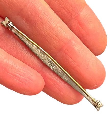 Vintage art deco antiqued Sterling silver 925 Rhinestone bar brooch