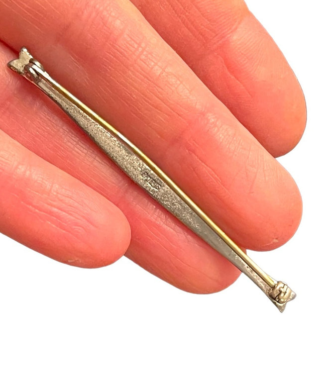 Vintage art deco antiqued Sterling silver 925 Rhinestone bar brooch