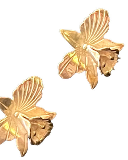 Lovely sterling silver 925 Orchid earrings flower