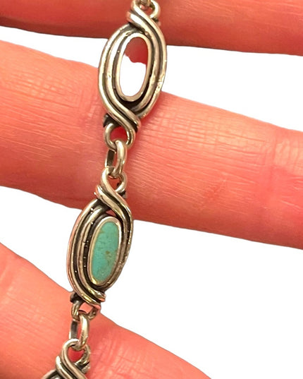 Vintage Southwestern style Sterling silver 925 turquoise onyx lapis bracelet