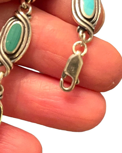 Vintage Southwestern style Sterling silver 925 turquoise onyx lapis bracelet