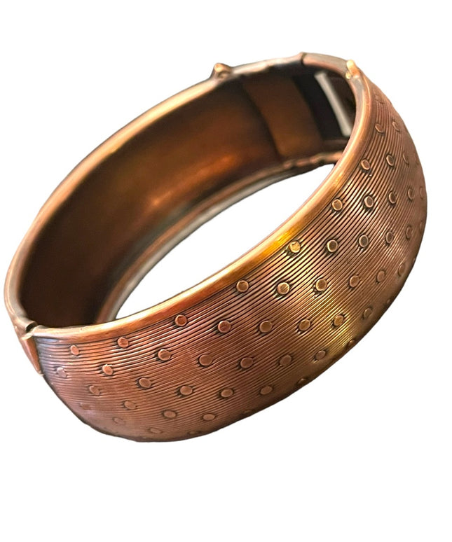 Vintage CORO Pegasus hinged fancy COPPER Bangle bracelet
