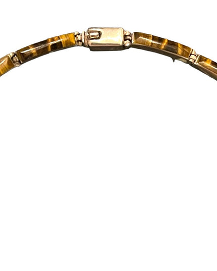Stunning vintage sterling silver 950 Mexico handmade Tiger eye inlay neclace