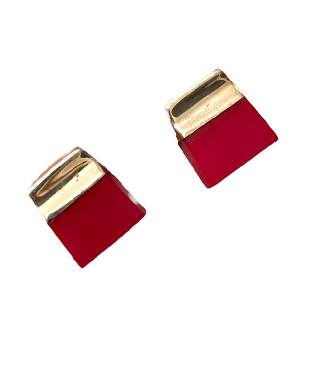 Vintage 1970s Taxco Mexico 950 Sterling silver coral earrings