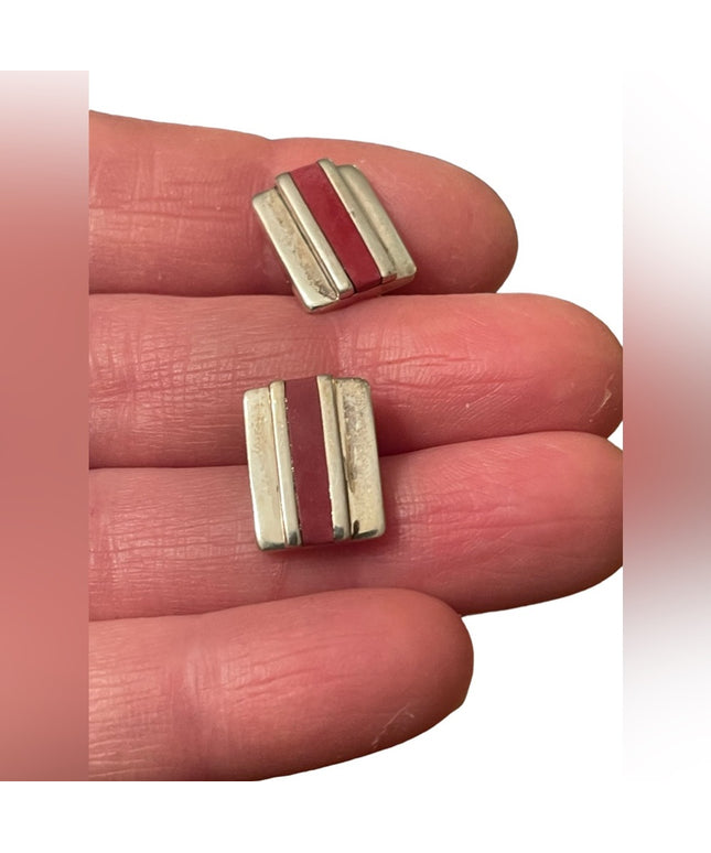 Vintage 1970s Sterling silver 925 coral earrings