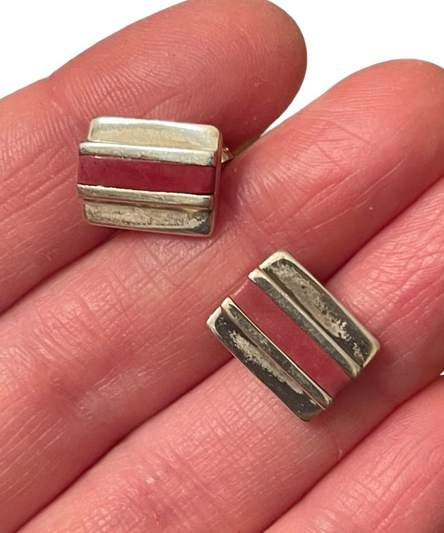 Vintage 1970s Sterling silver 925 coral earrings