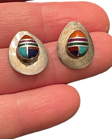 Vintage sterling silver 925 Stone inlay ZUNI earrings