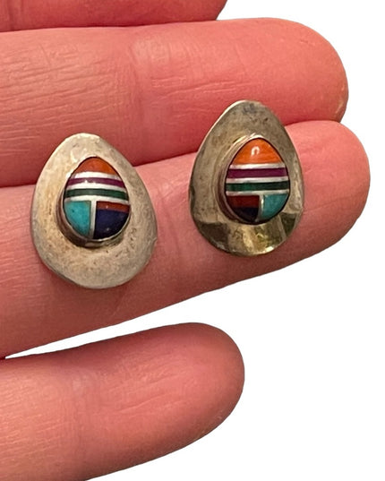Vintage sterling silver 925 Stone inlay ZUNI earrings