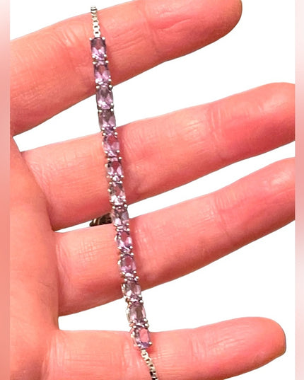 Sterling silver 925 Amethyst adjustable link tennis bracelet