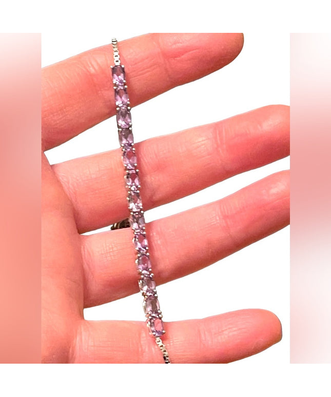 Sterling silver 925 Amethyst adjustable link tennis bracelet