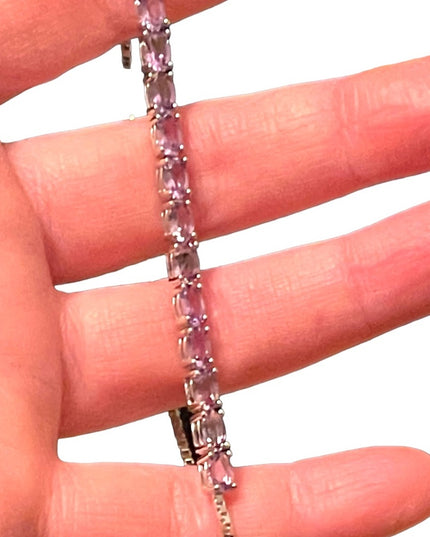 Sterling silver 925 Amethyst adjustable link tennis bracelet