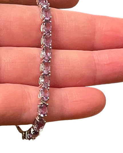 Sterling silver 925 Amethyst adjustable link tennis bracelet