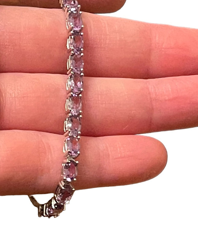 Sterling silver 925 Amethyst adjustable link tennis bracelet