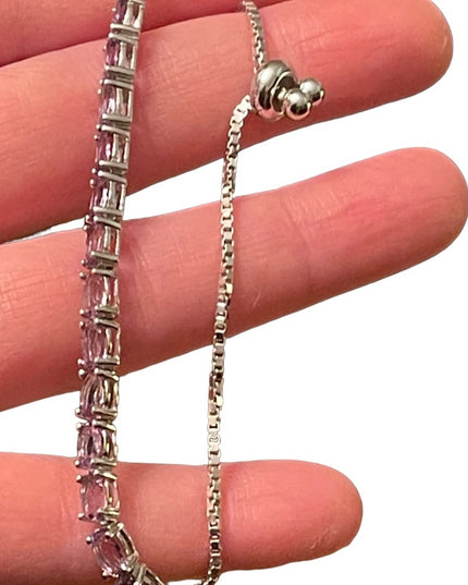 Sterling silver 925 Amethyst adjustable link tennis bracelet