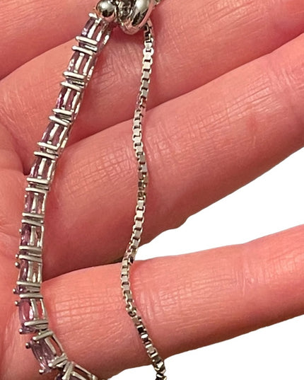 Sterling silver 925 Amethyst adjustable link tennis bracelet