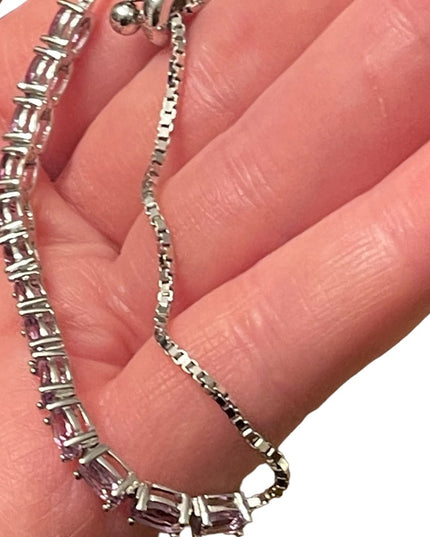 Sterling silver 925 Amethyst adjustable link tennis bracelet