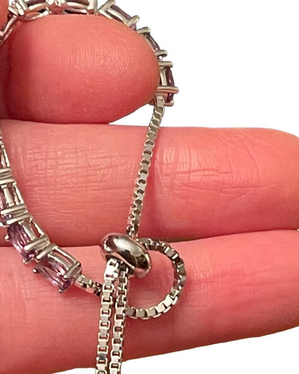 Sterling silver 925 Amethyst adjustable link tennis bracelet