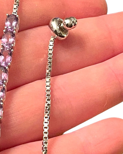 Sterling silver 925 Amethyst adjustable link tennis bracelet