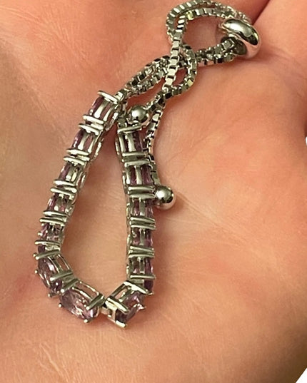 Sterling silver 925 Amethyst adjustable link tennis bracelet