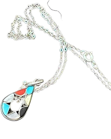 Vintage sterling silver 925 Native ZUNI Southwestern pendant necklace