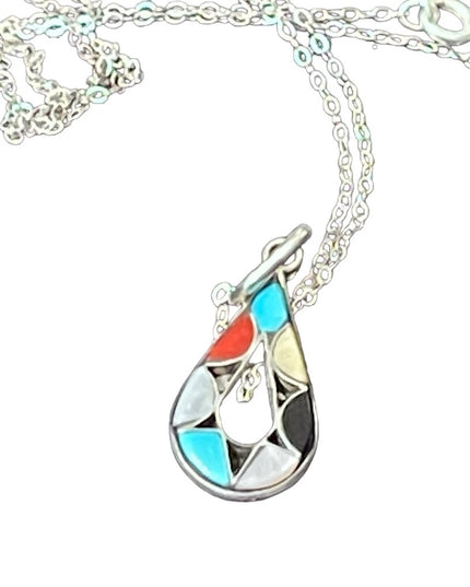 Vintage sterling silver 925 Native ZUNI Southwestern pendant necklace