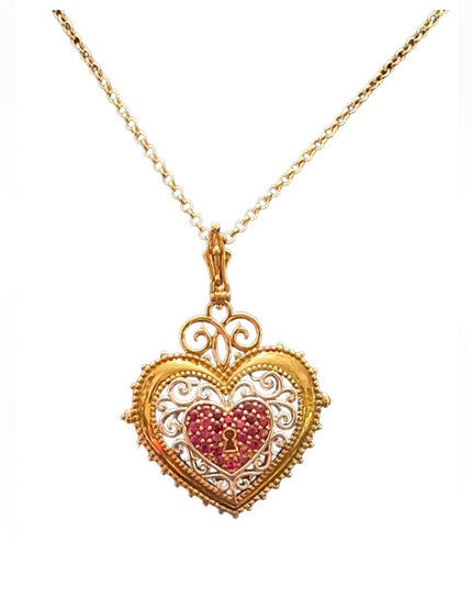 Michael Valitutti Gems En Vogue Sterling 18k GP Ruby heart Paris necklace